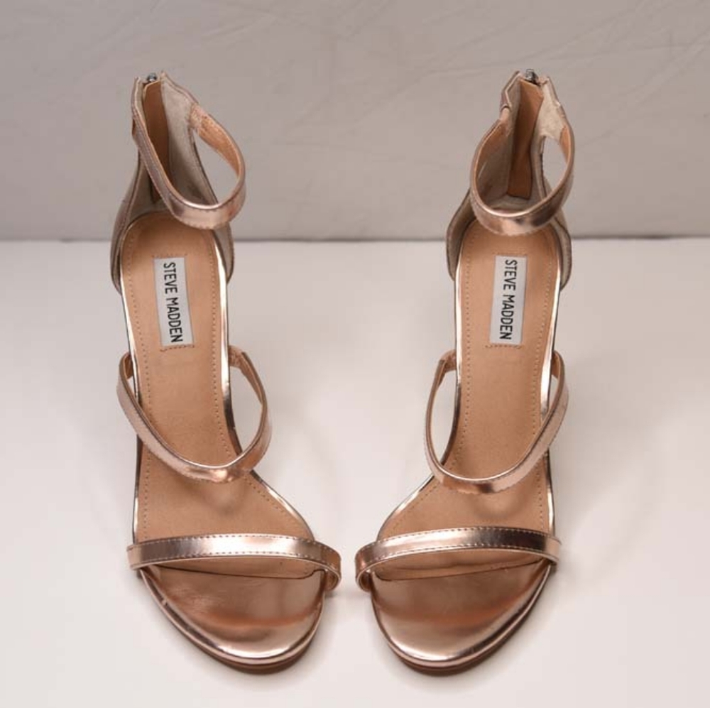 Rose  gold  open toe  strappy  heel
